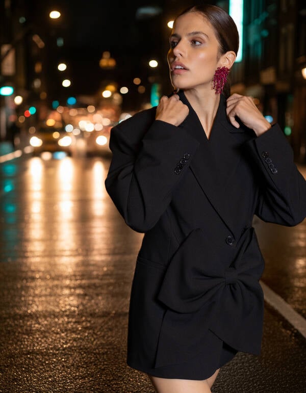 Oversized Strik Blazer Jurk Zwart SHOEBY WOMEN