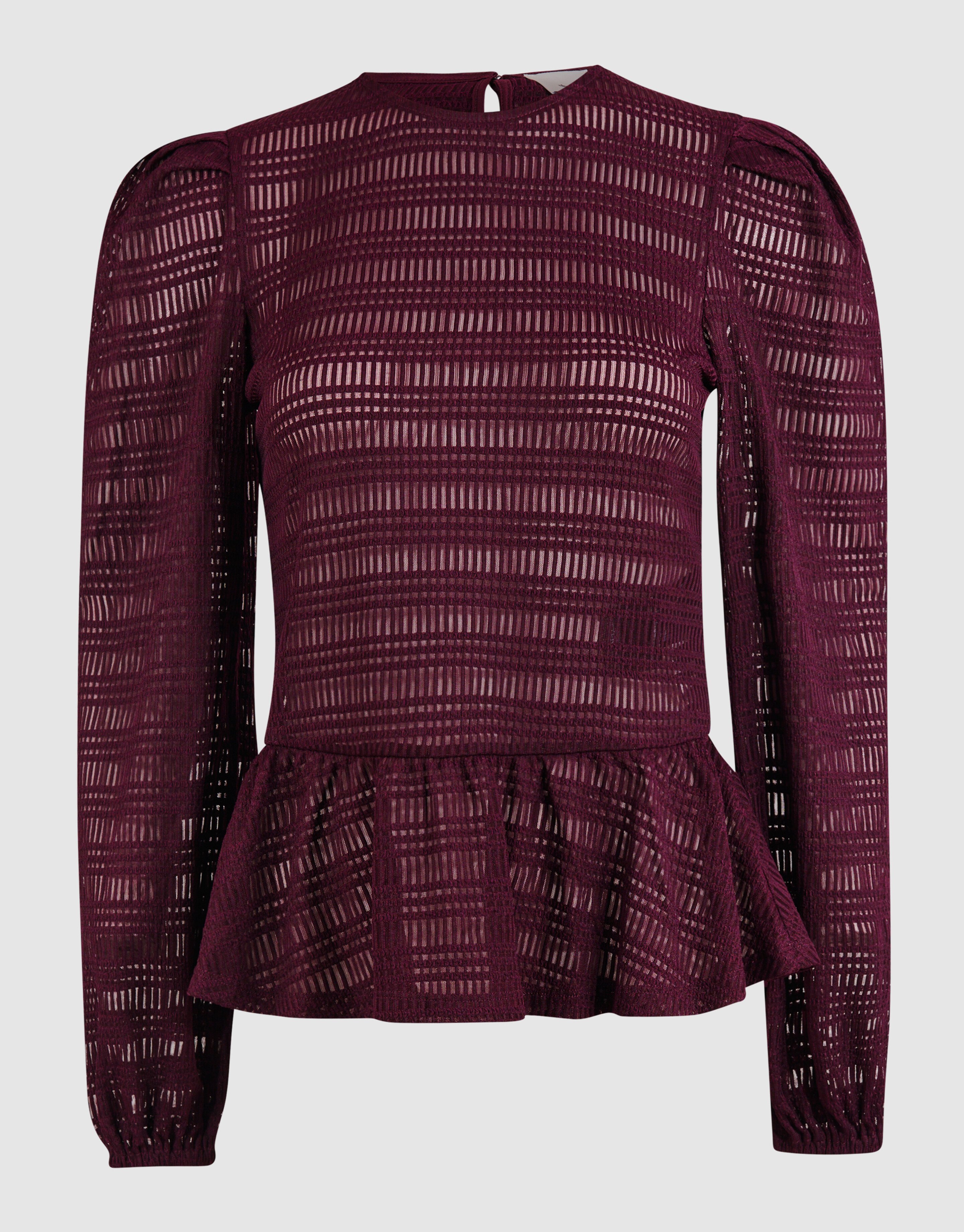 Mesh Structuur Blouse Donkerrood SHOEBY WOMEN