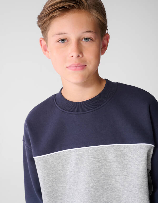 Oversized Piping Sweater Grijs/Donkerblauw SHOEBY BOYS