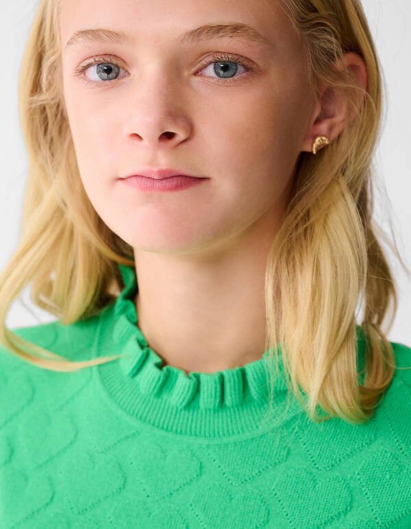 Heart Knit Top Groen SHOEBY GIRLS