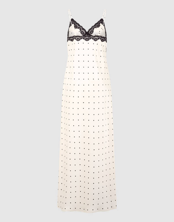 Polkadot Maxi Jurk Gebroken Wit By Monica SHOEBY WOMEN