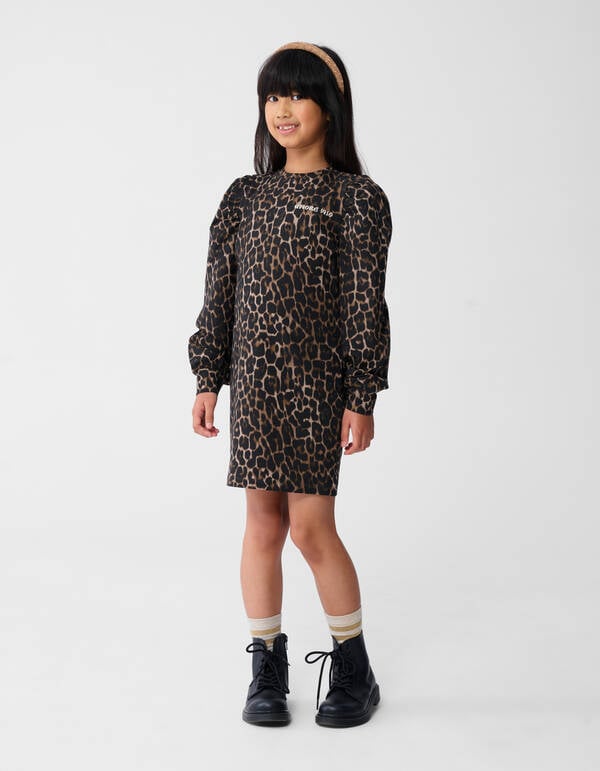 Printed Leopard Mini Jurk Bruin SHOEBY GIRLS