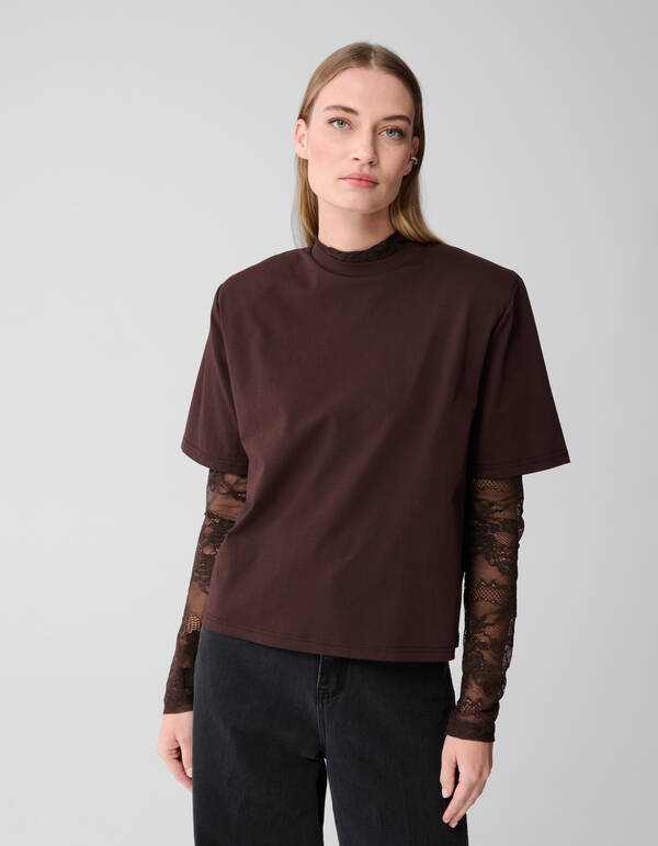 Padded T-shirt Donkerbruin SHOEBY WOMEN