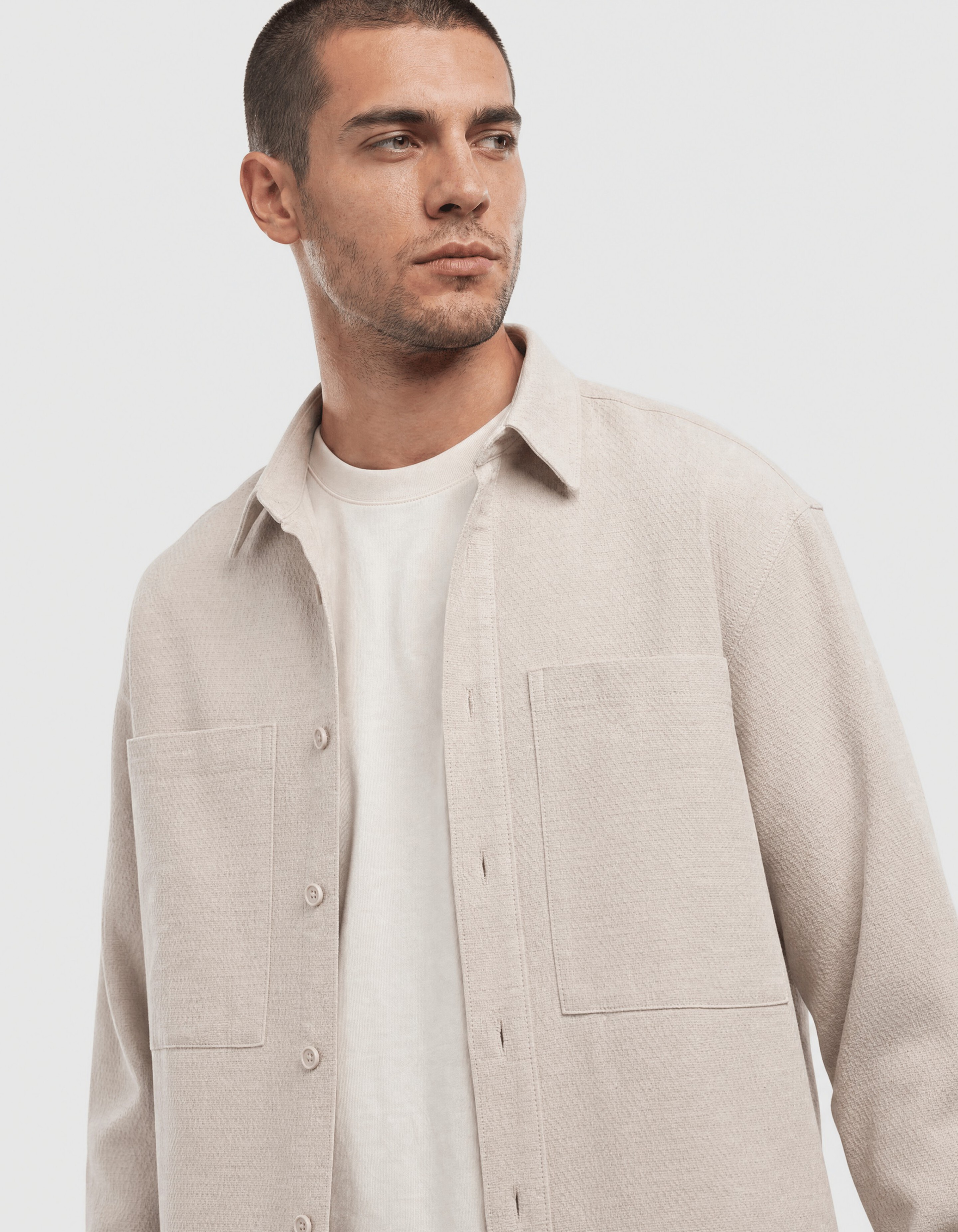 Block Jacquard Overshirt Lichtgrijs SHOEBY MEN