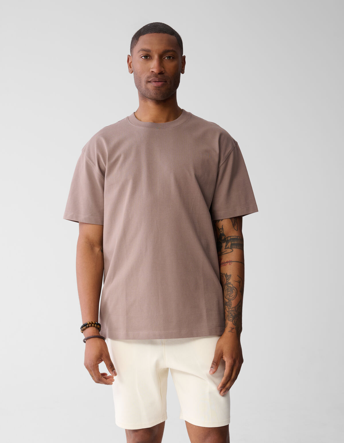 Crochet T-shirt Lichtbruin SHOEBY MEN