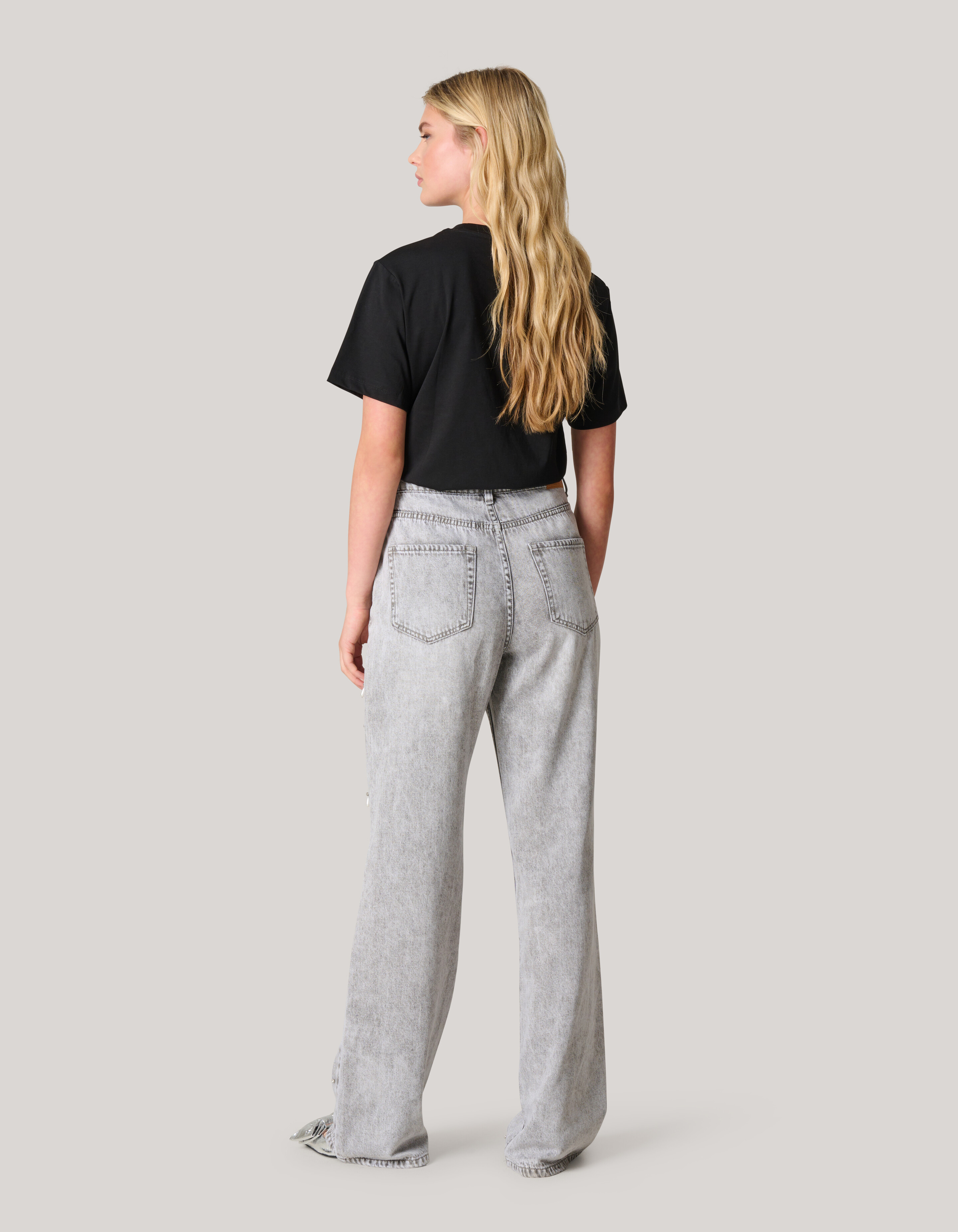 Embellished Straight Fit Jeans Lichtgrijs SHOEBY WOMEN