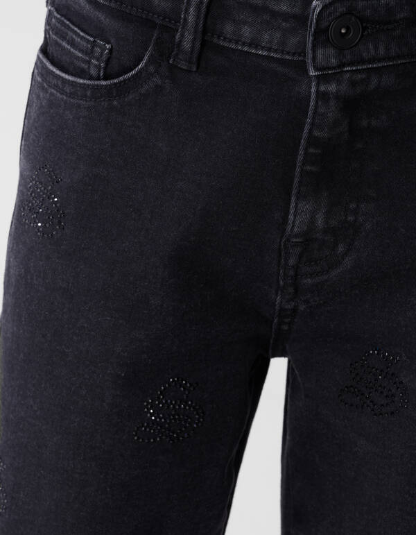 Shiny Wide Leg Fit Jeans Zwart SHOEBY GIRLS