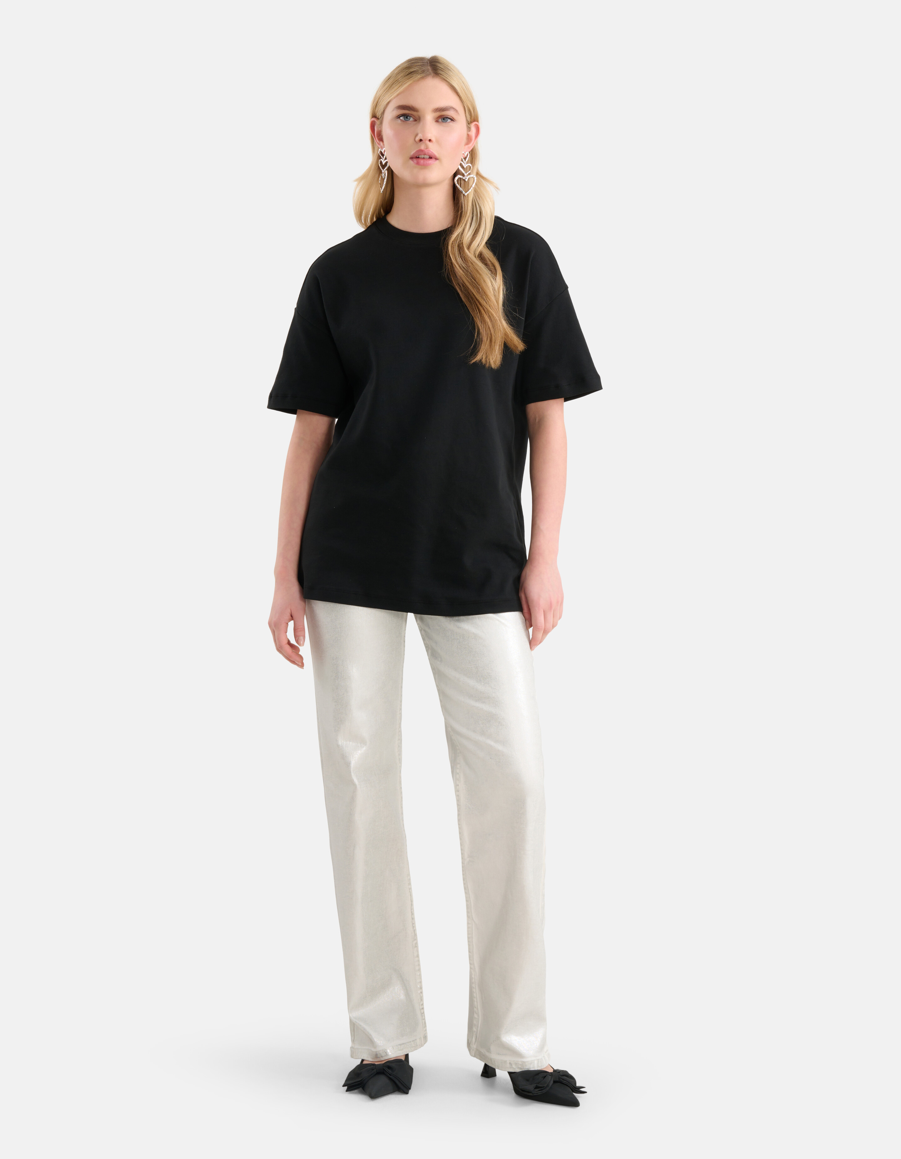 Oversized Basic T-shirt Zwart SHOEBY WOMEN