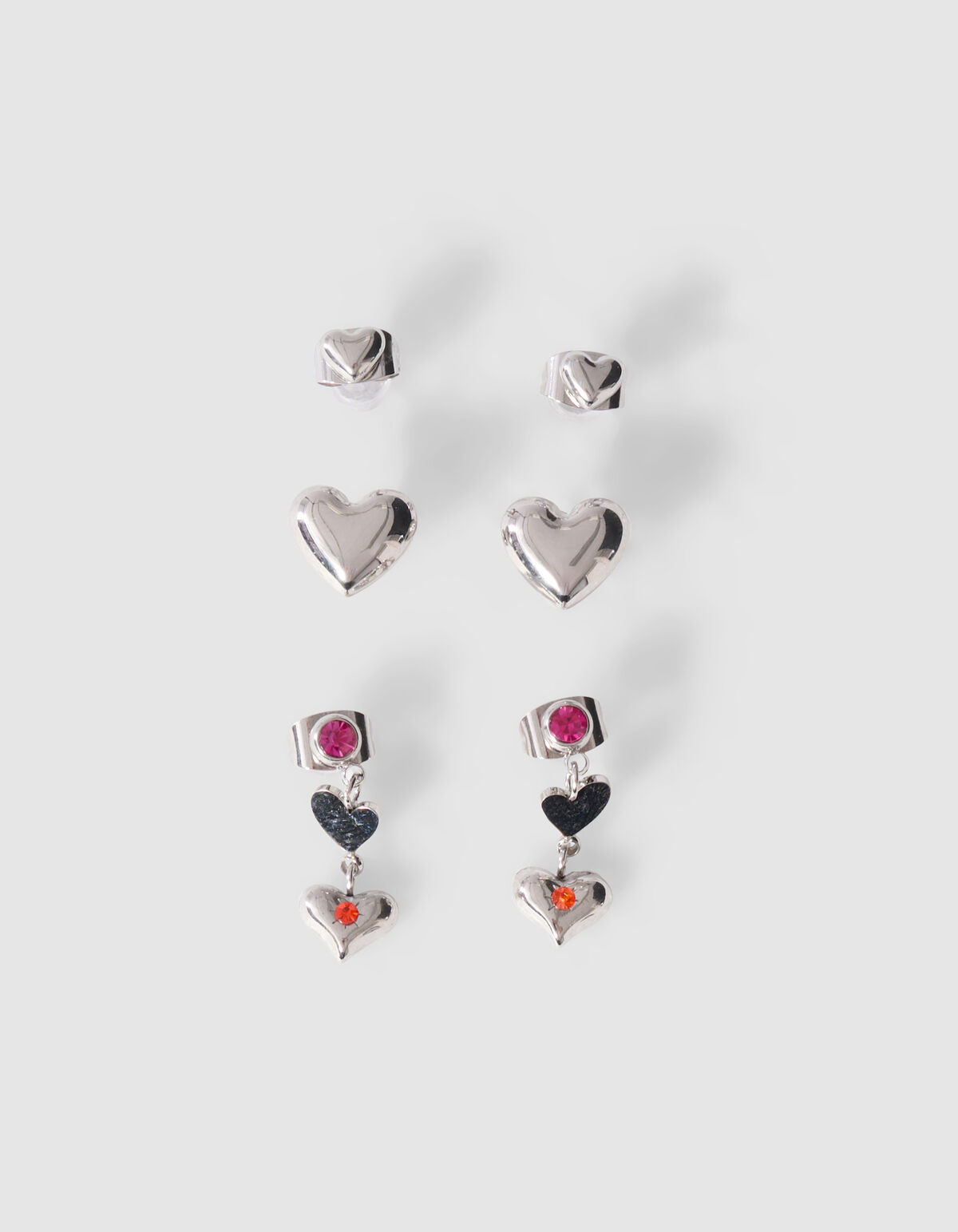 Heart Stud Oorbellen Set Zilver SHOEBY ACCESSOIRES