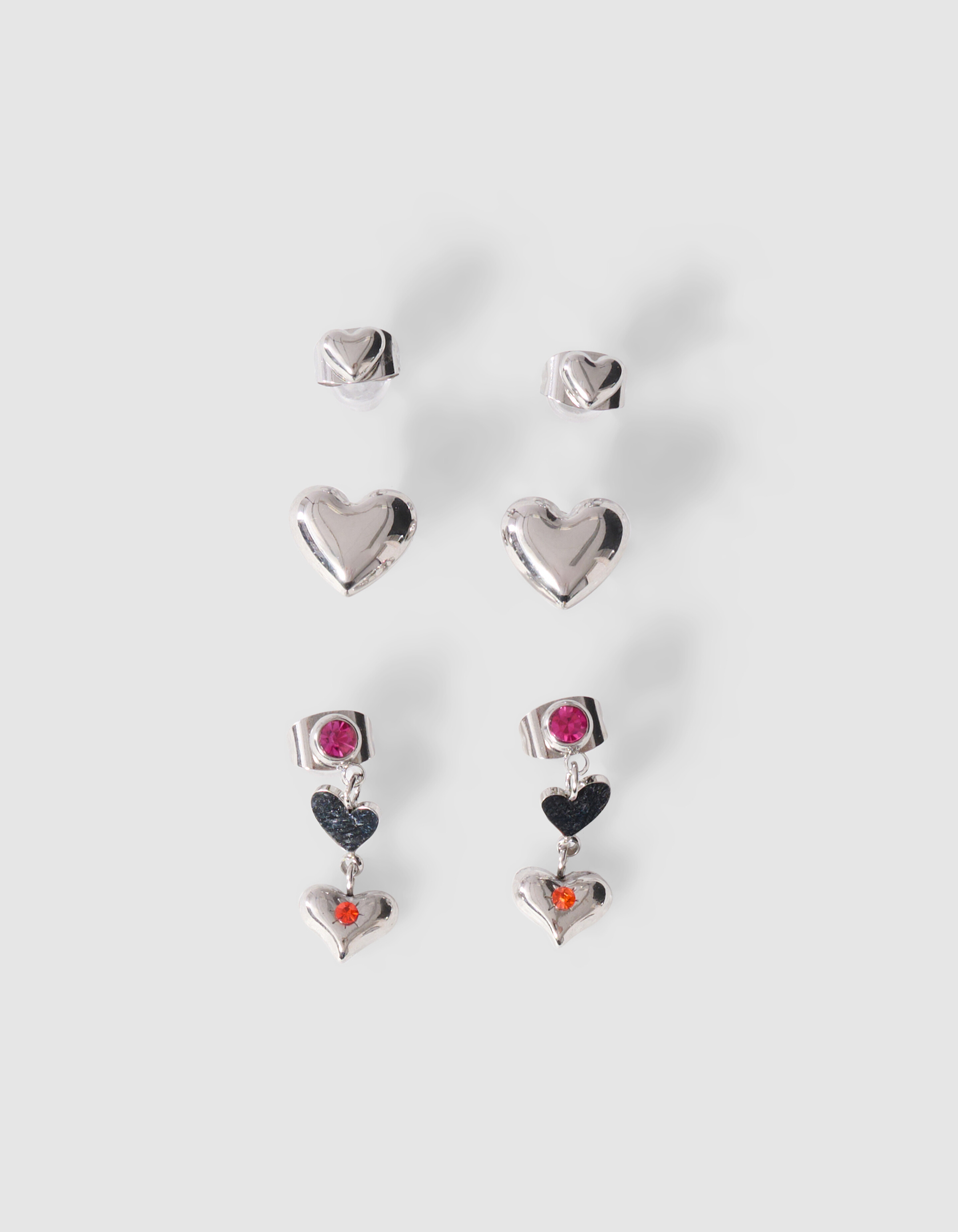 Heart Stud Oorbellen Set Zilver SHOEBY ACCESSOIRES