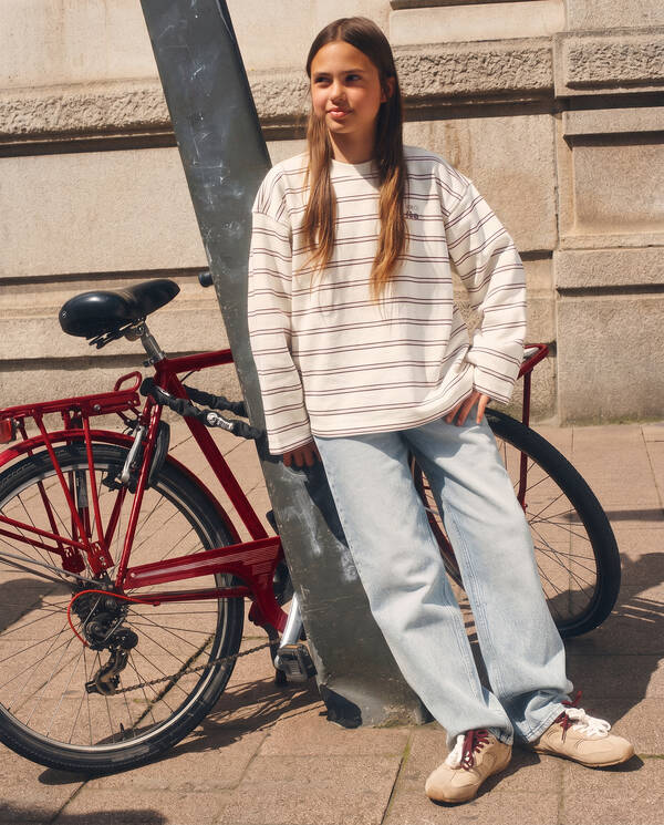 Oversized Gestreepte Sweater Gebroken Wit SHOEBY GIRLS
