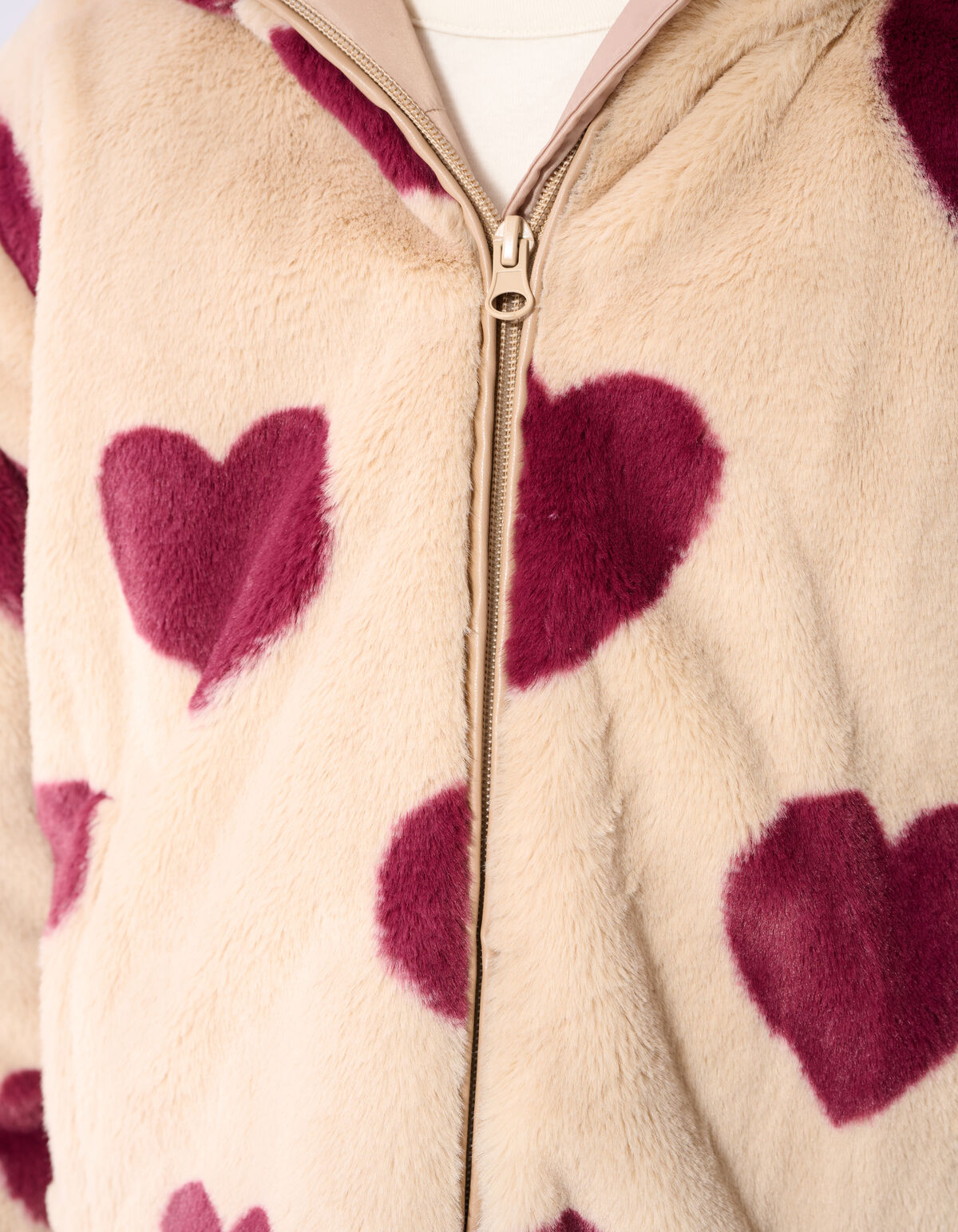 Heart Printed Winterjas Beige SHOEBY GIRLS