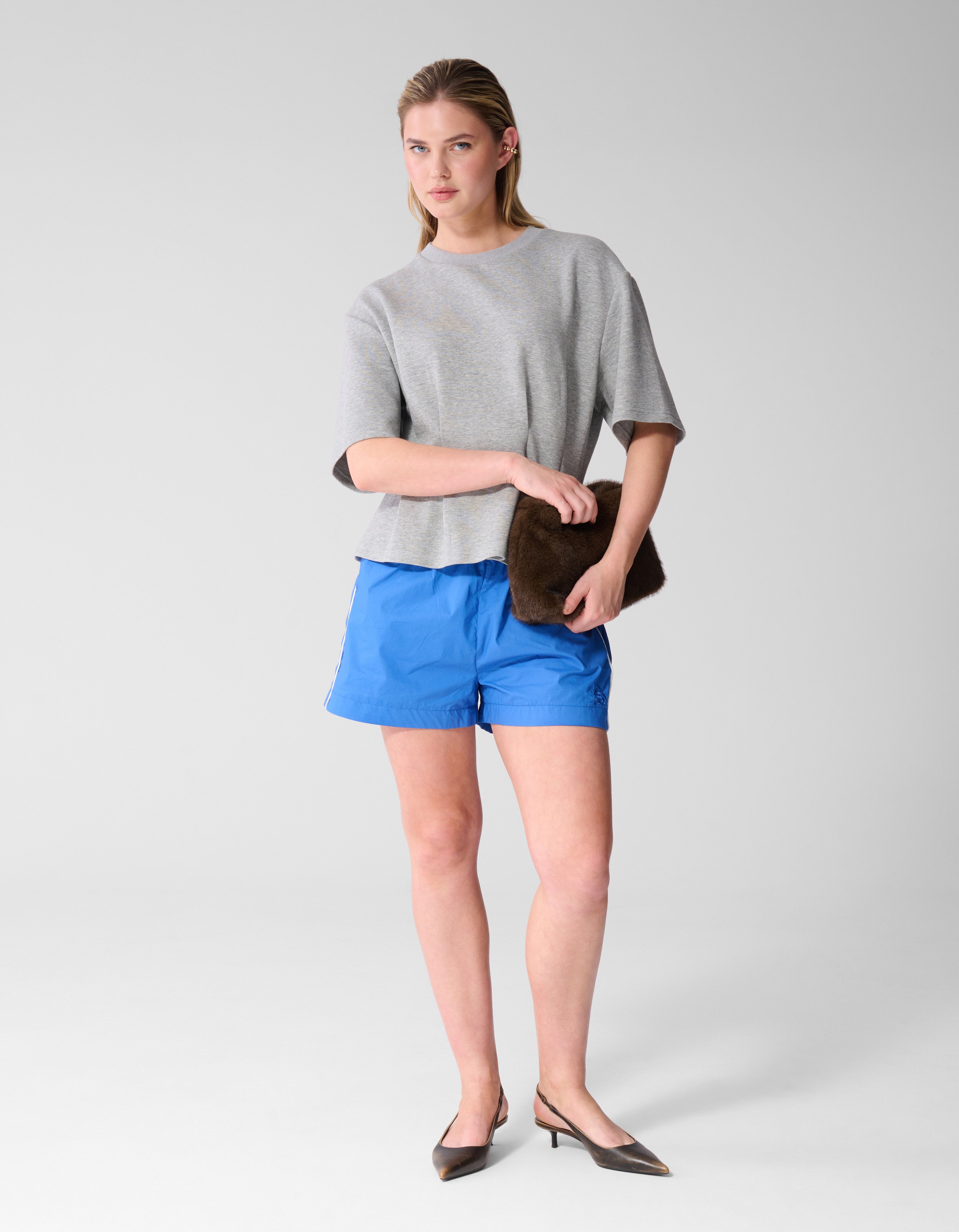 Peplum Scuba T-shirt Lichtgrijs SHOEBY WOMEN