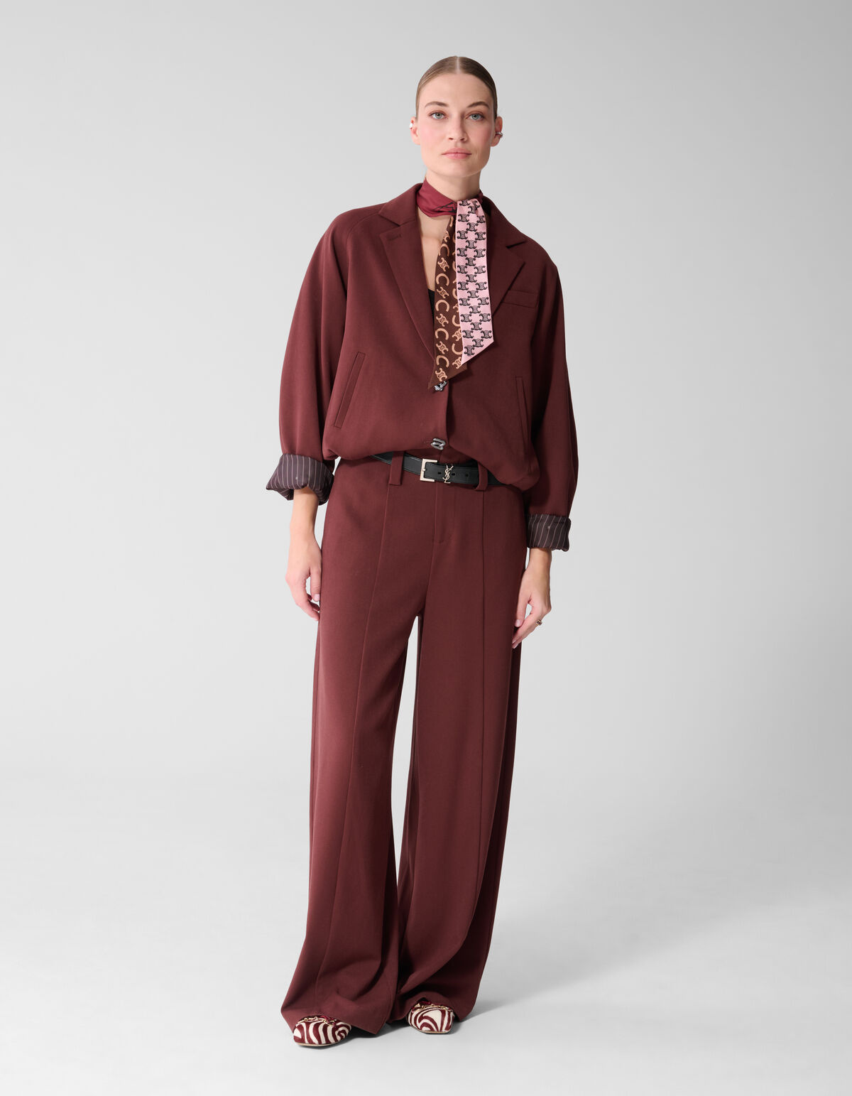 Oversized Cropped Blazer Donkerrood By Mieke SHOEBY WOMEN