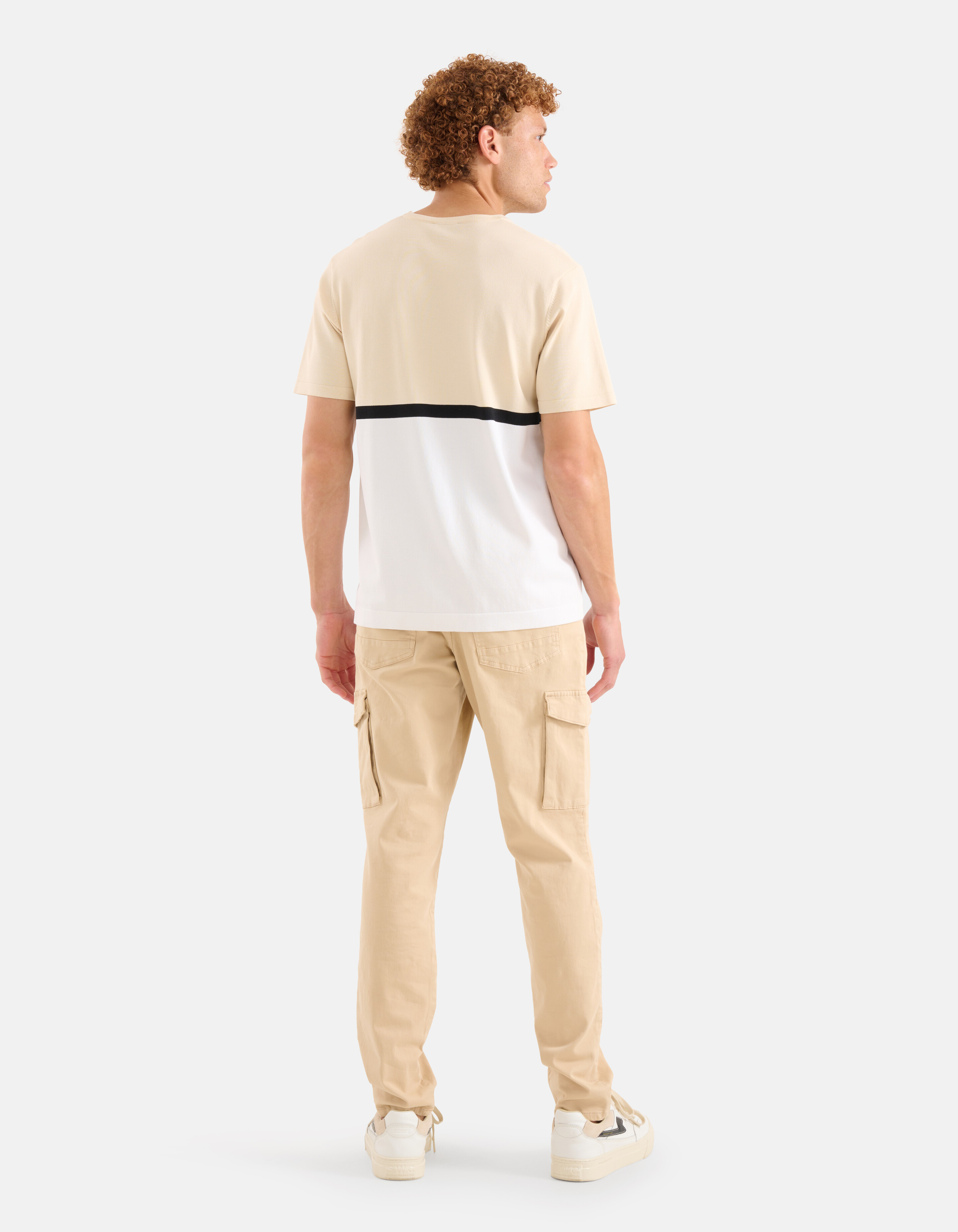 Gebreid Colorblock T-shirt Wit SHOEBY MEN