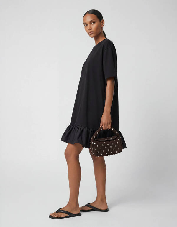 Ruffle T-shirt Mini Jurk Zwart SHOEBY WOMEN