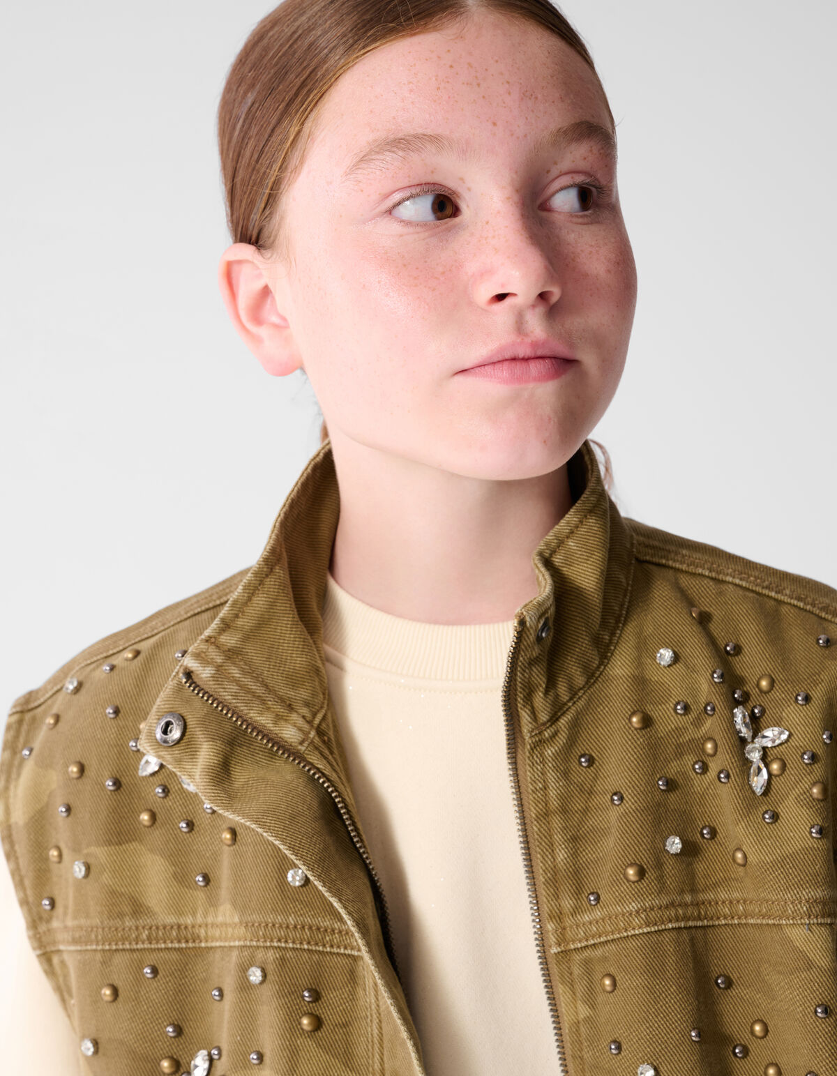Camo Studded Gilet Groen SHOEBY GIRLS