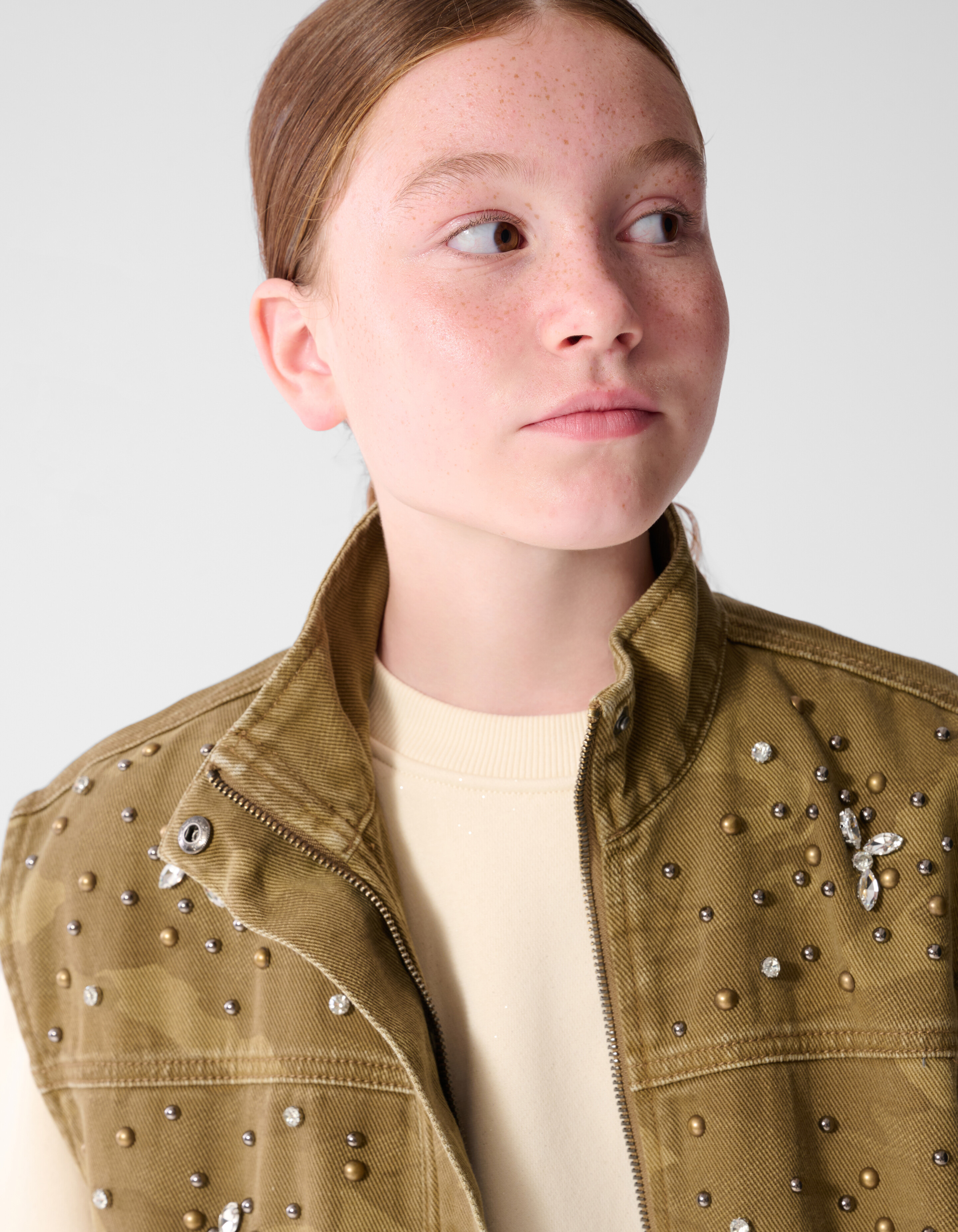 Camo Studded Gilet Groen SHOEBY GIRLS
