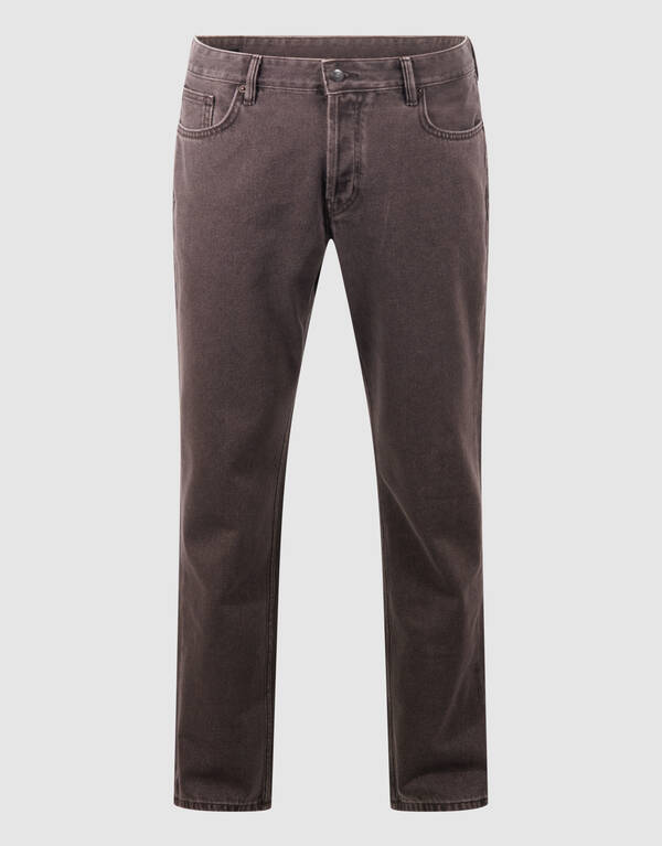 Straight Fit Broek Washed Donkerbruin SHOEBY MEN