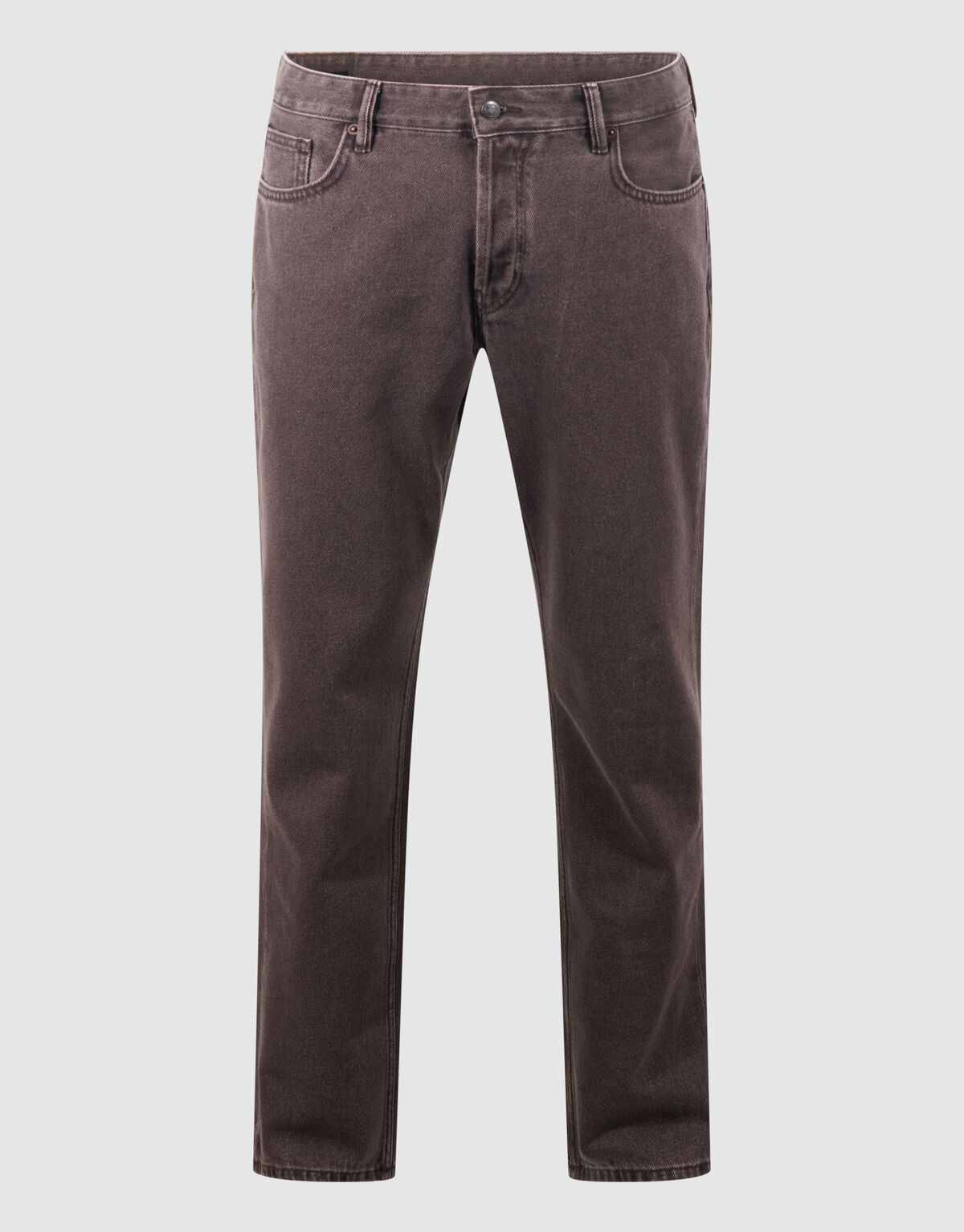 Straight Fit Broek Washed Donkerbruin SHOEBY MEN
