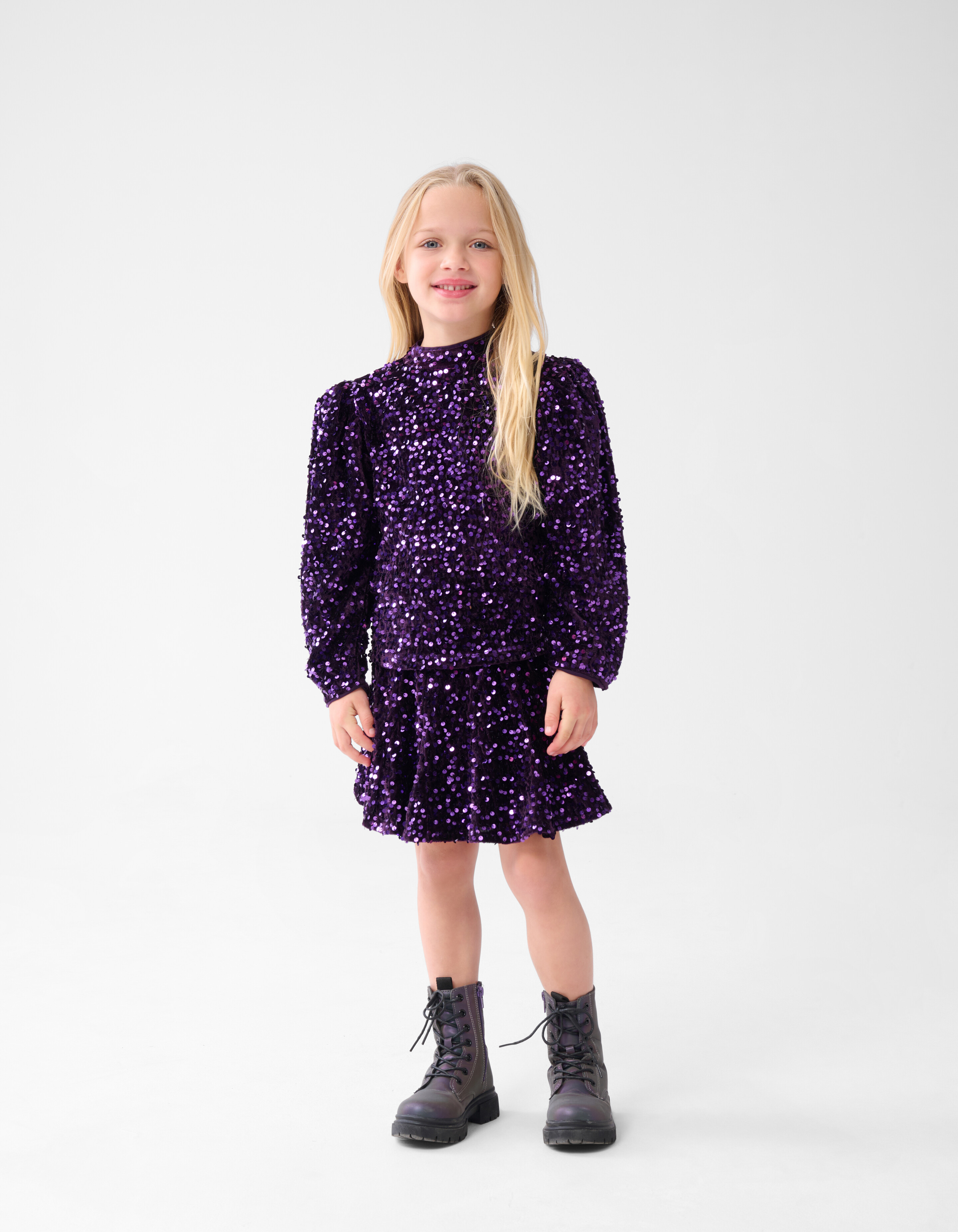 Velvet Pailletten Mini Rok Paars SHOEBY GIRLS