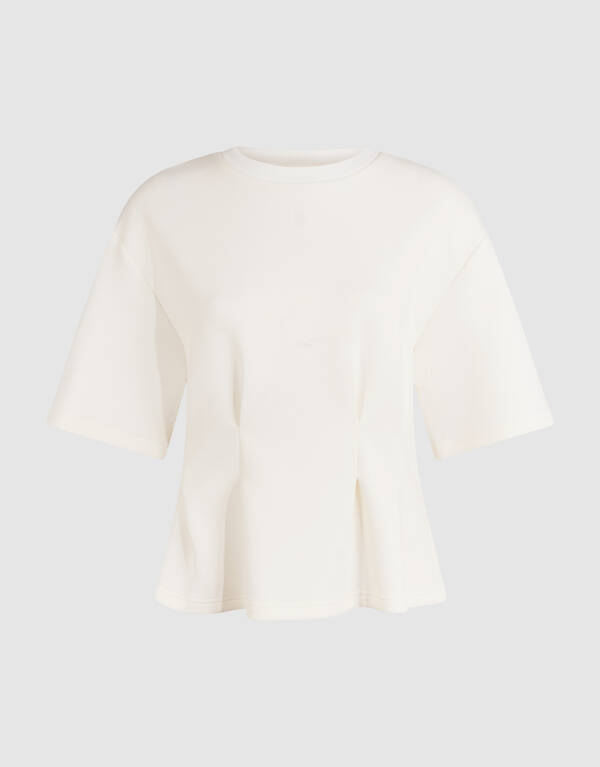 Peplum Scuba T-shirt Gebroken Wit SHOEBY WOMEN