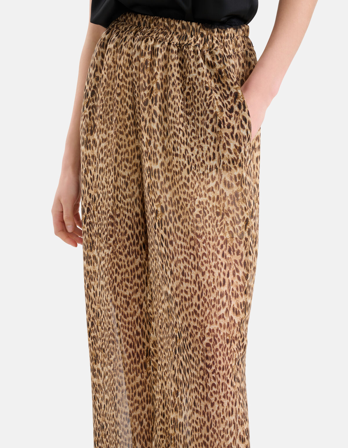 Cheetah Wide Leg Broek Bruin SHOEBY WOMEN