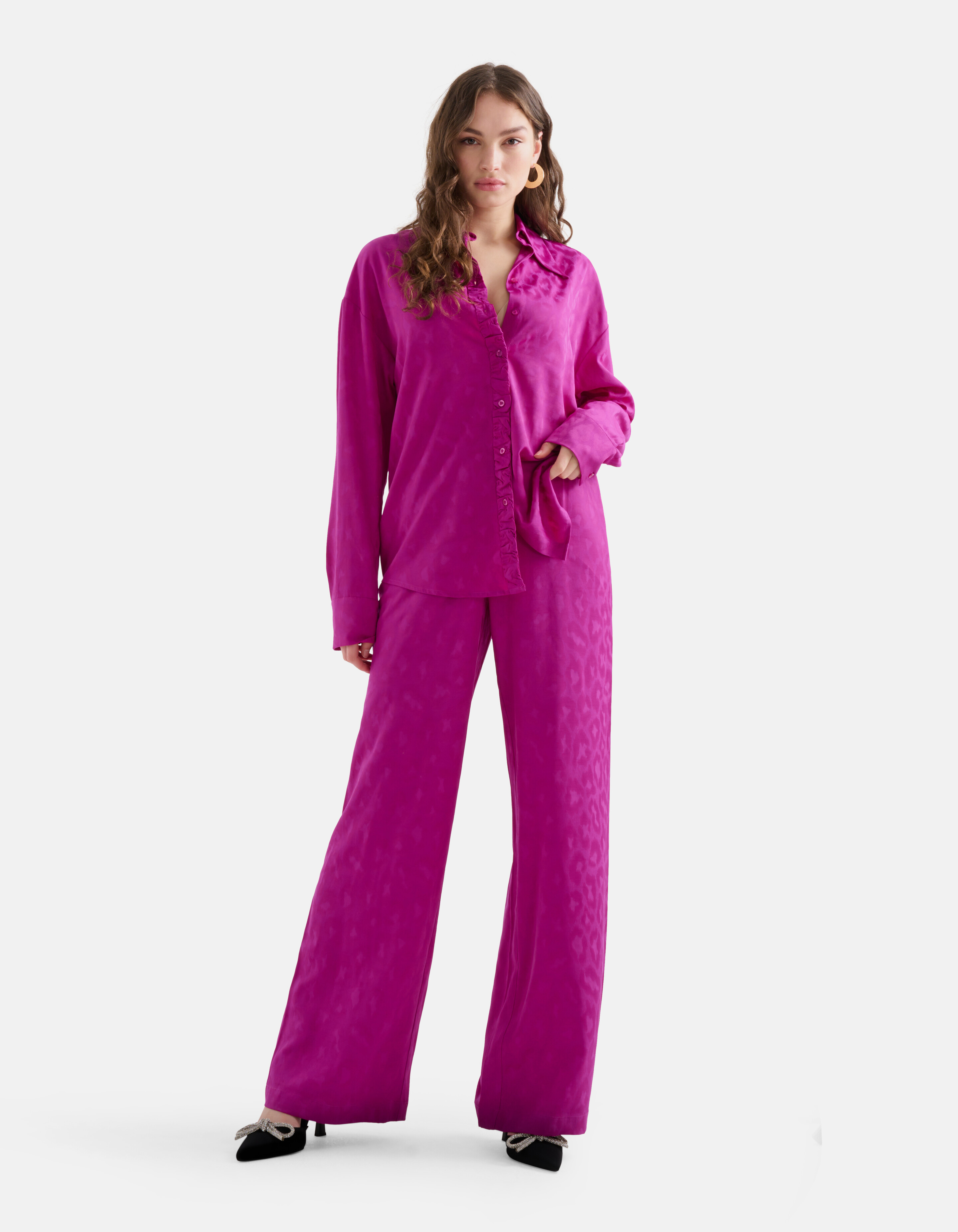 Satijnen Animal Broek Paars SHOEBY WOMEN