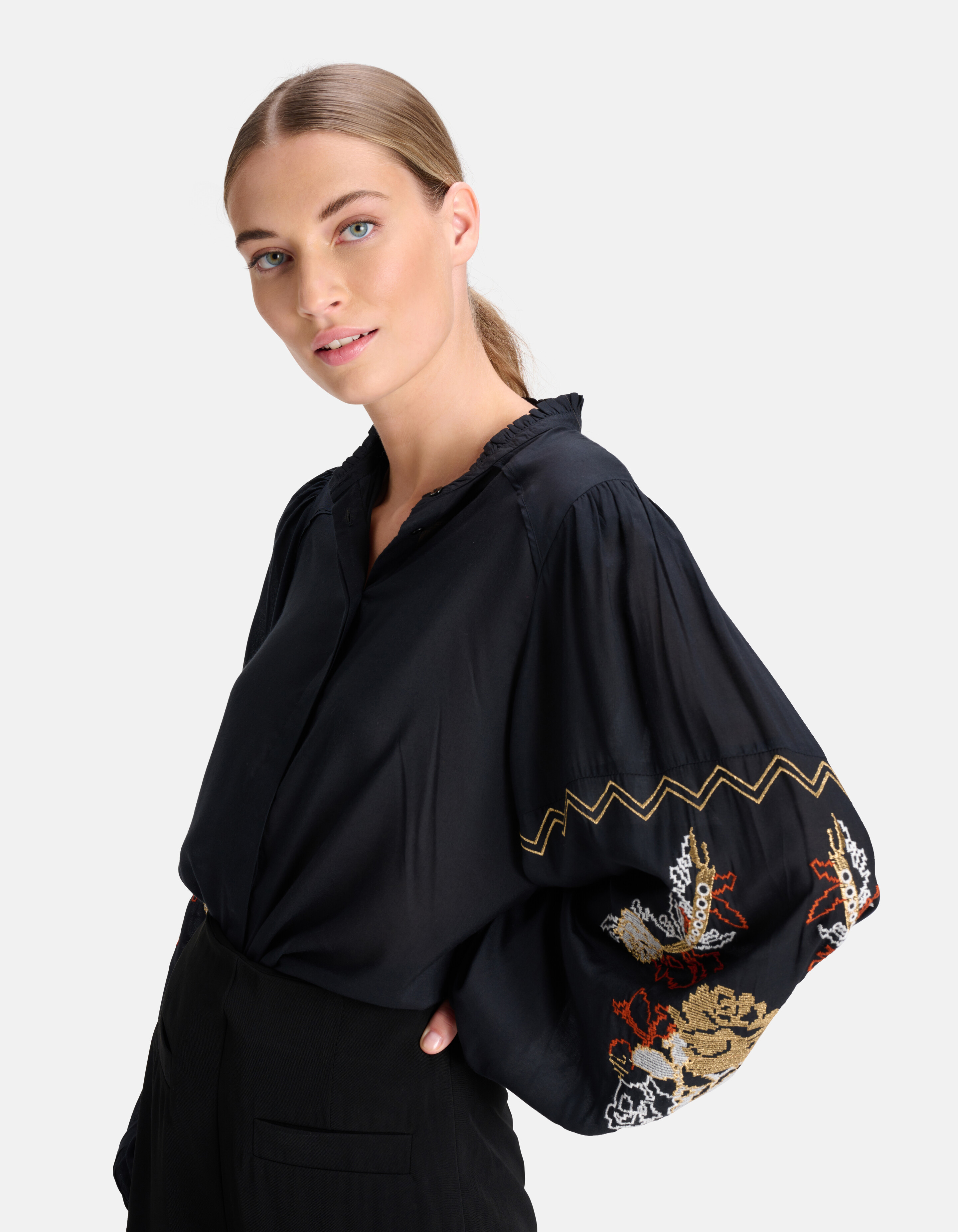 Geborduurde Blouse Zwart SHOEBY WOMEN