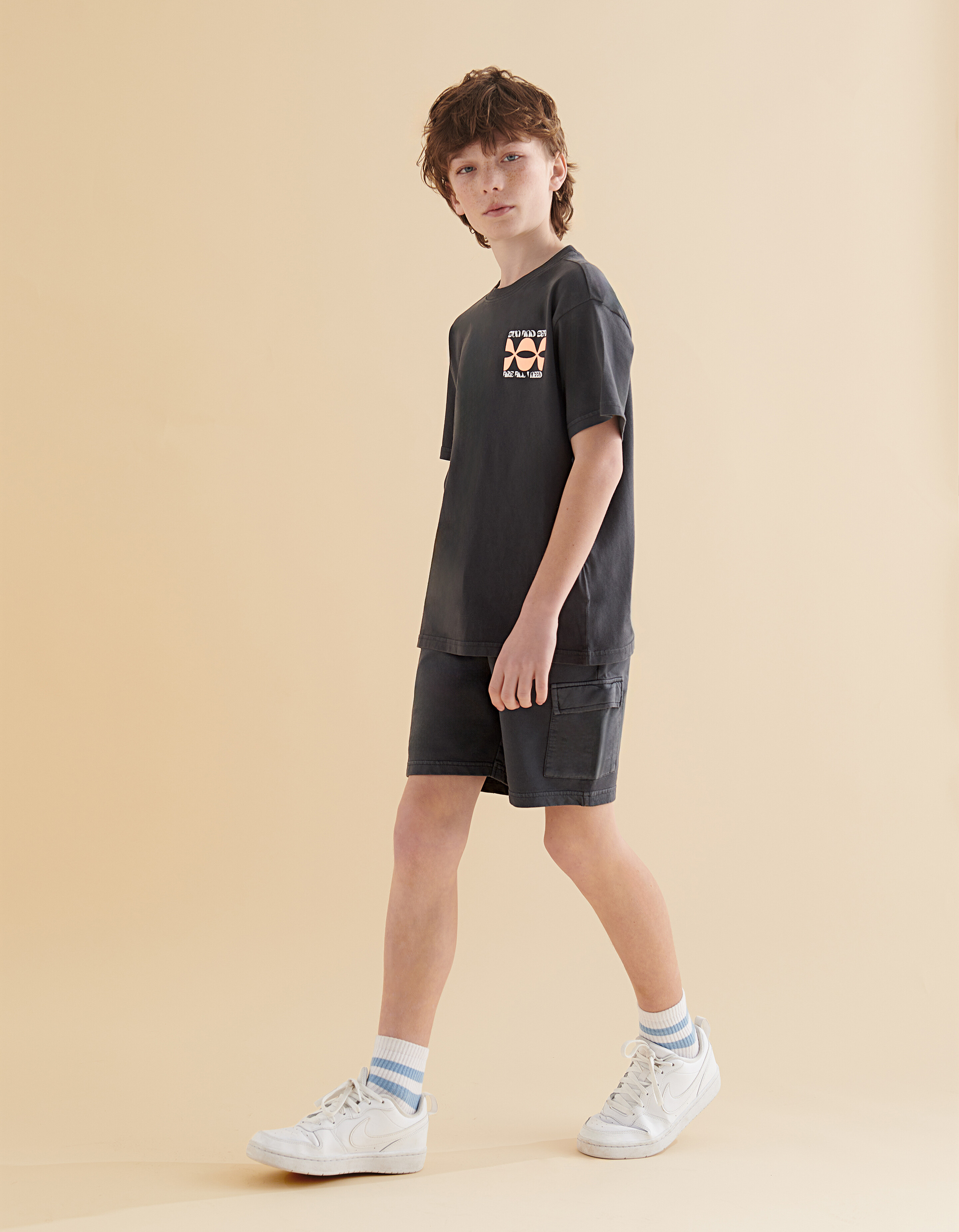 Washed Short Donkergrijs SHOEBY BOYS