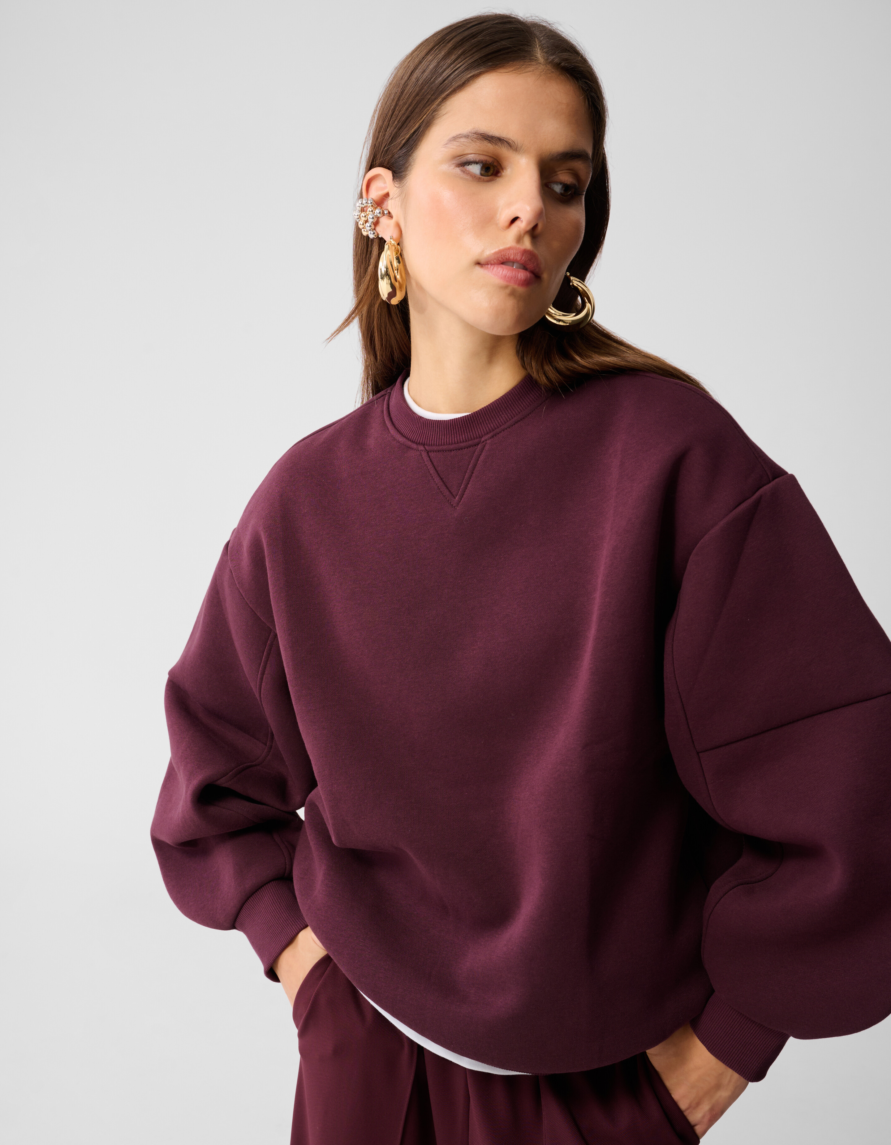 Big Sleeve Sweater Donkerrood SHOEBY WOMEN