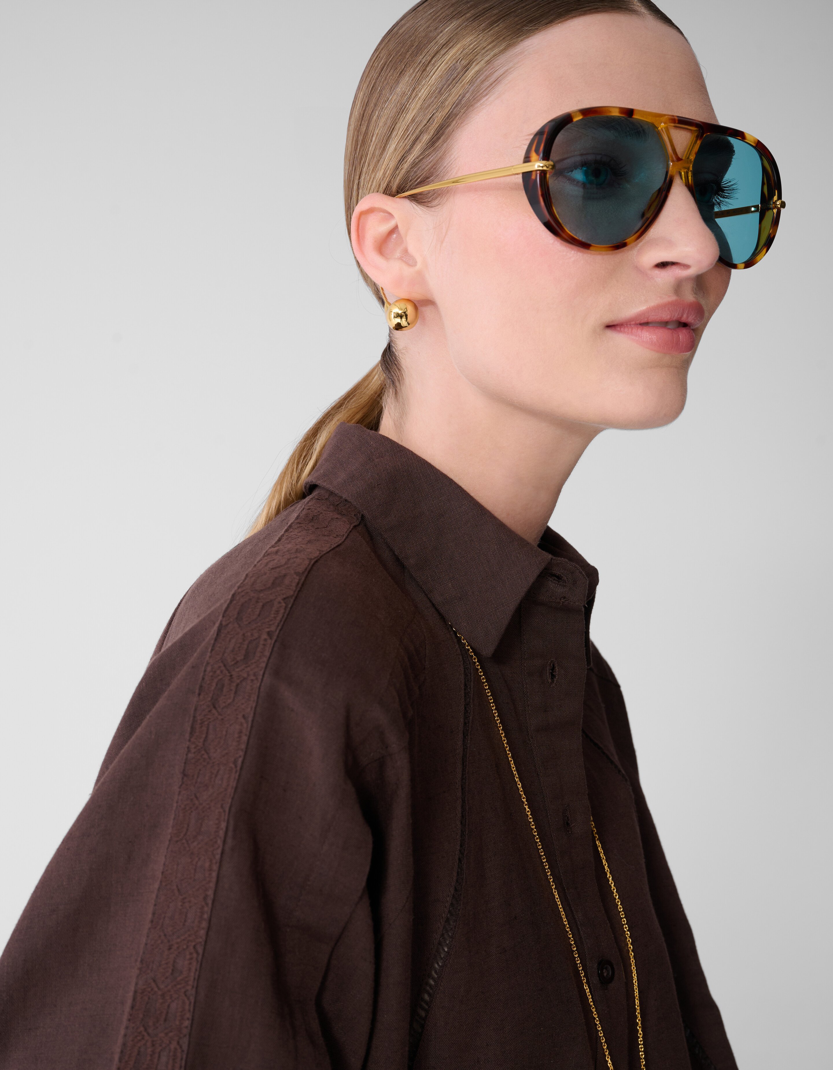 Pleated Embroidery Blouse Donkerbruin By Mieke SHOEBY WOMEN