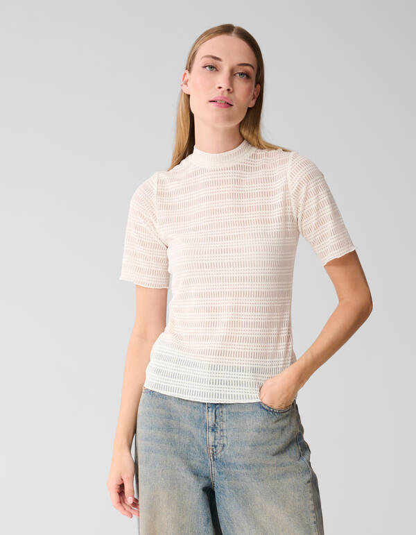 Mesh Structuur Top Gebroken Wit SHOEBY WOMEN