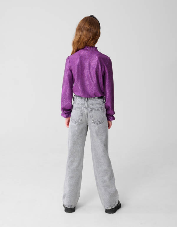 Metallic Longsleeve Top Zwart Roze/Paars SHOEBY GIRLS