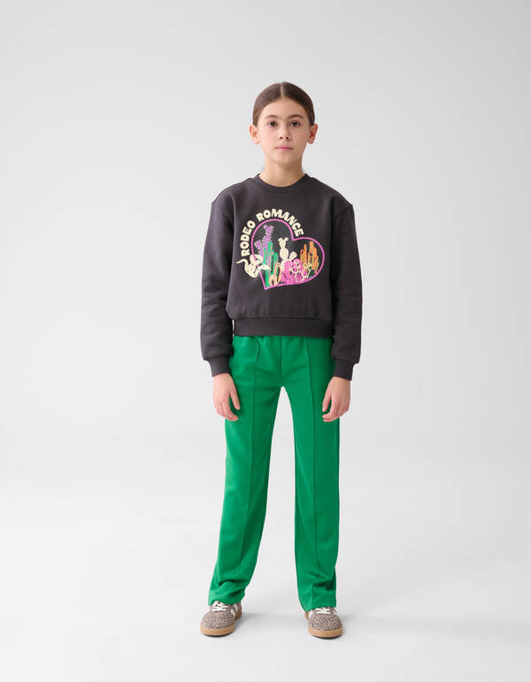 Wide Leg Fit Broek Groen SHOEBY GIRLS