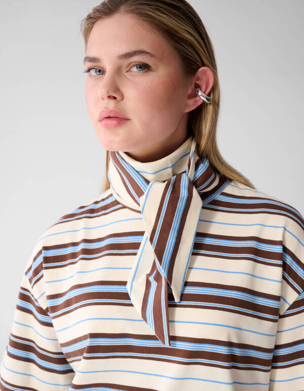 Scarf Striped T-shirt Gebroken Wit SHOEBY WOMEN