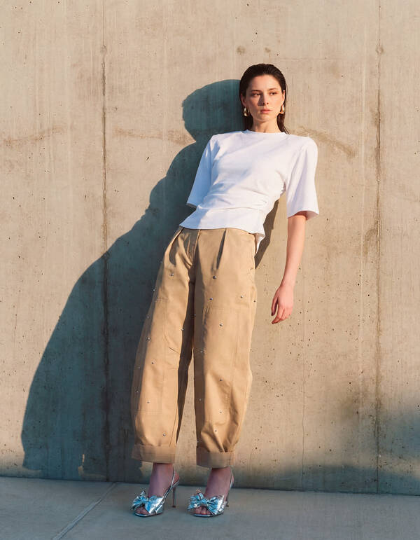 Studs Balloon Fit Broek Zand SHOEBY WOMEN