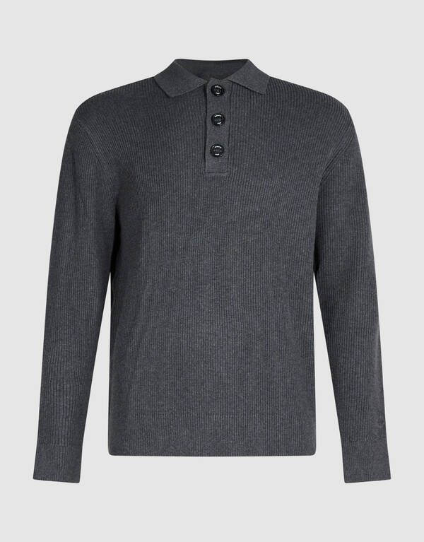 Heavy Gebreide Polo Grijs SHOEBY MEN