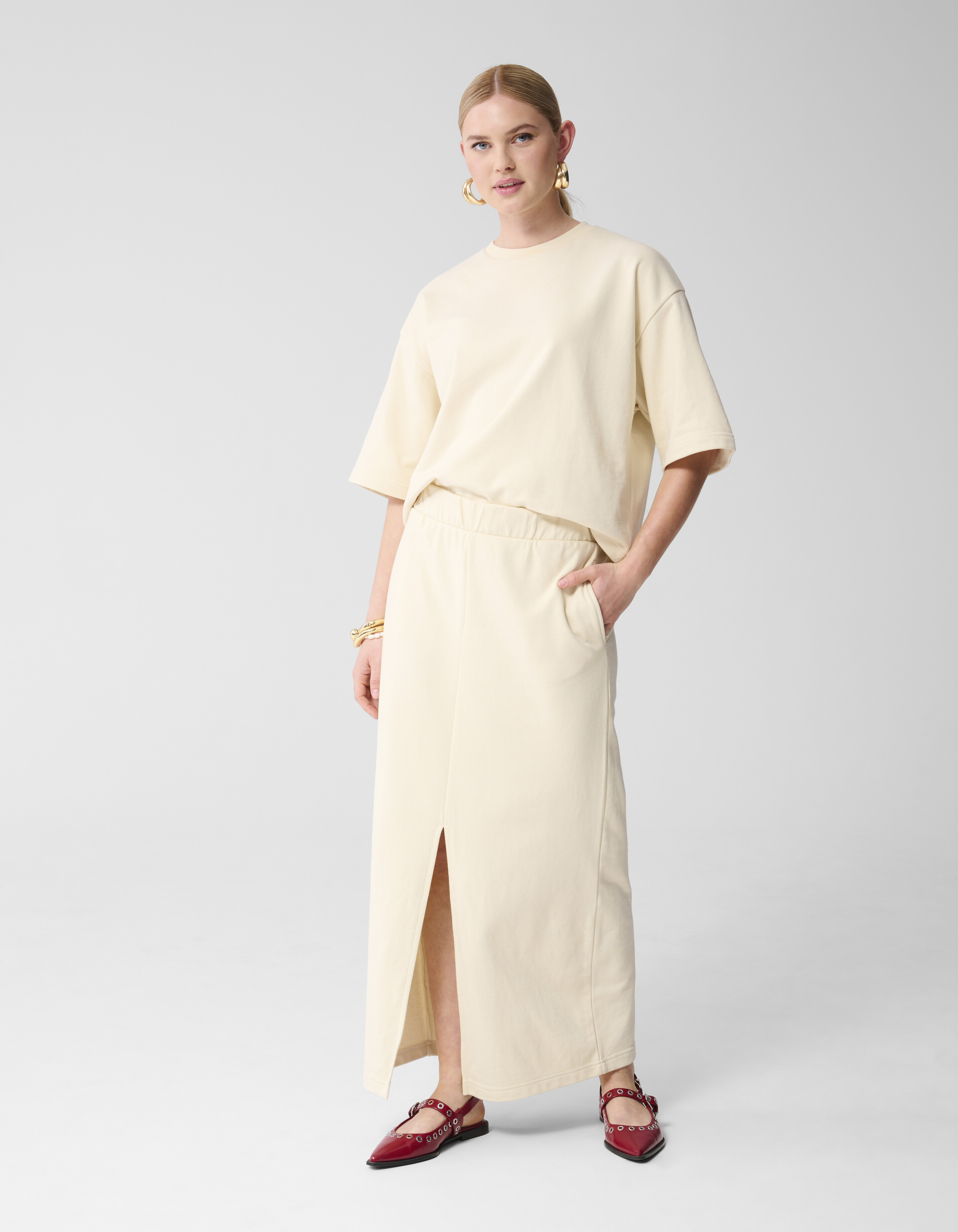 Maxi Sweat Rok Gebroken Wit SHOEBY WOMEN