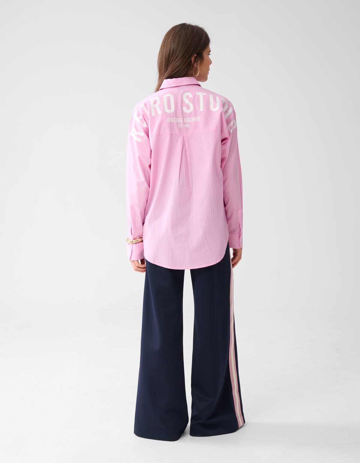 Pinstripe Poplin Blouse Roze SHOEBY WOMEN