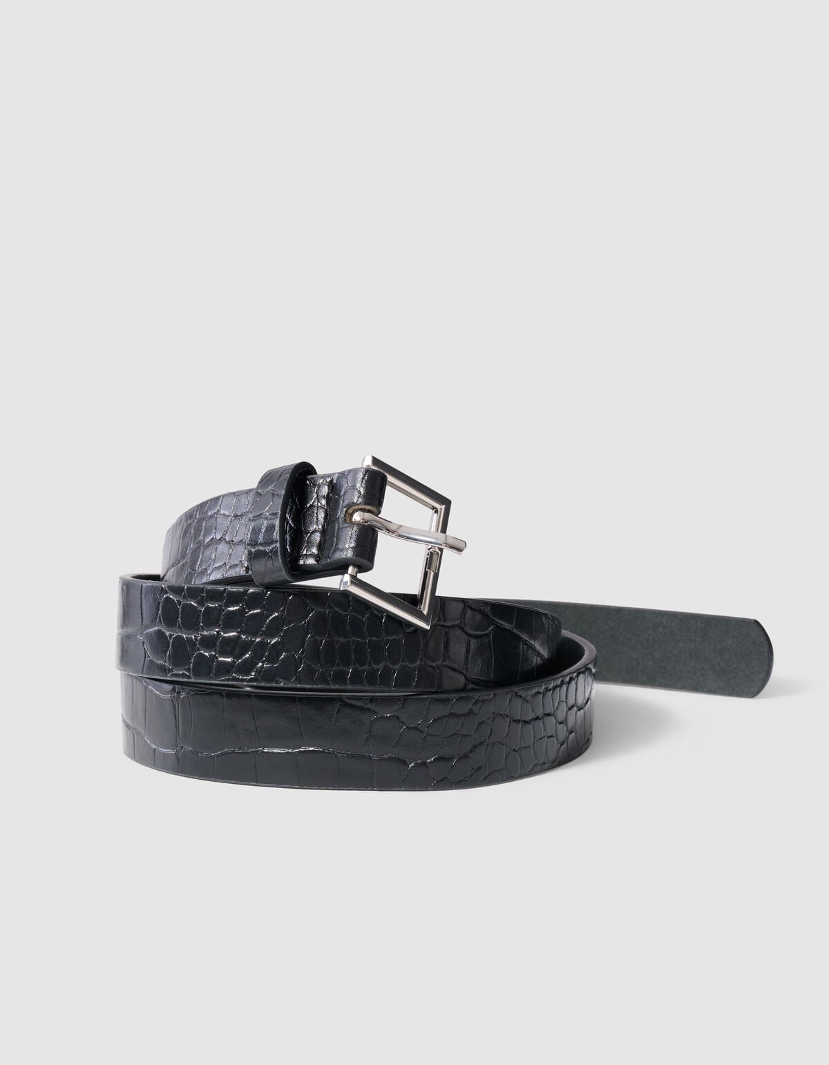 Croco Riem Zwart/Zilver SHOEBY ACCESSOIRES