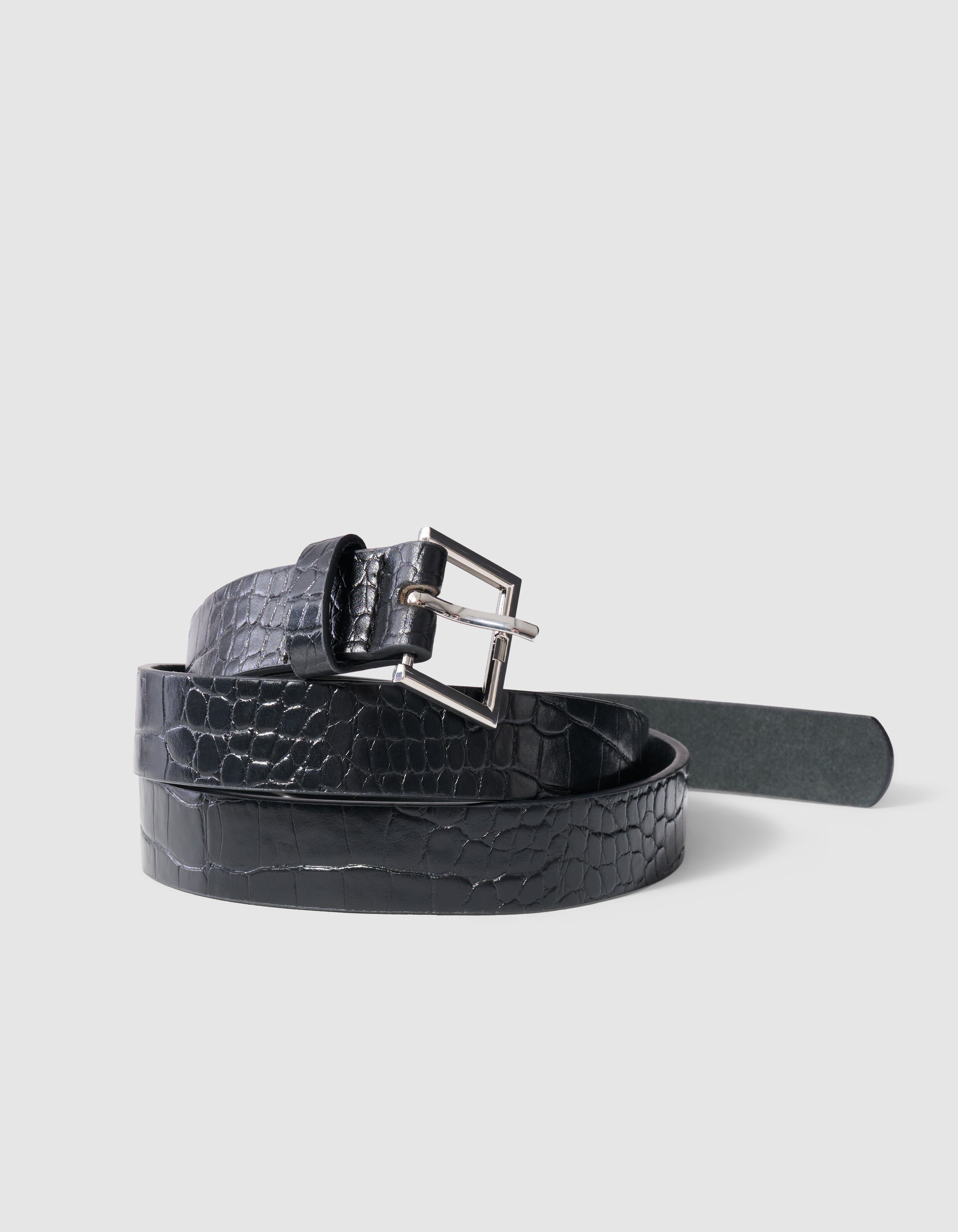 Croco Riem Zwart/Zilver SHOEBY ACCESSOIRES
