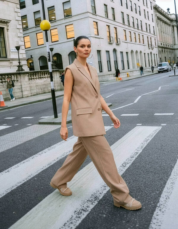 Chain Sleeveless Blazer Zand SHOEBY WOMEN