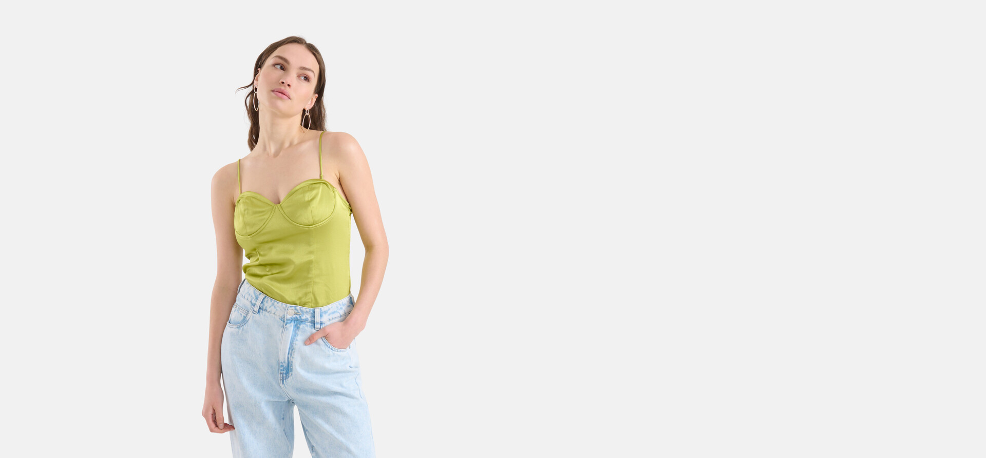 Satijnen Corset Top Groen SHOEBY WOMEN