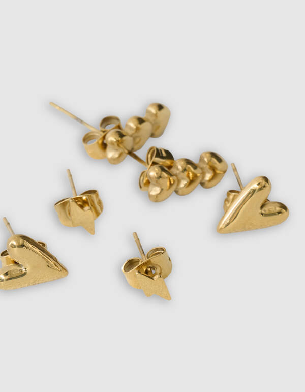Heart Oorbellen Set Goud SHOEBY ACCESSOIRES