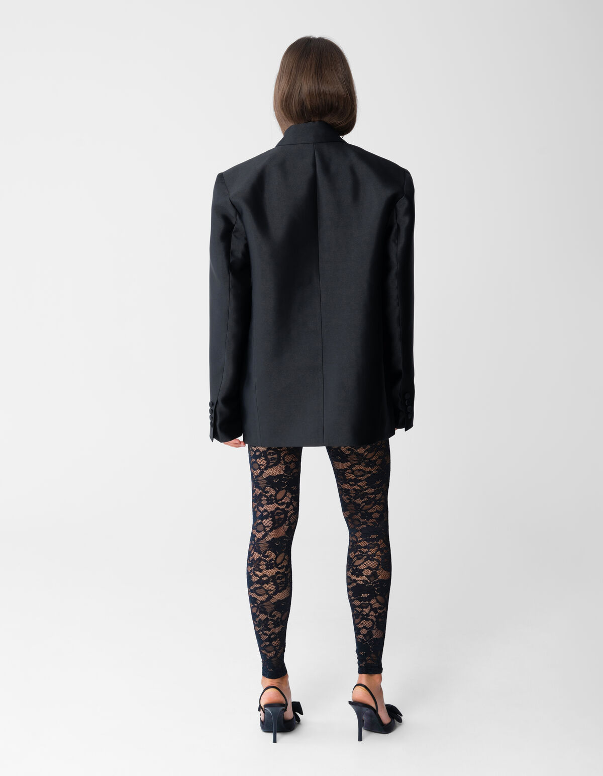 Oversized Satijn Twill Blazer Zwart SHOEBY WOMEN