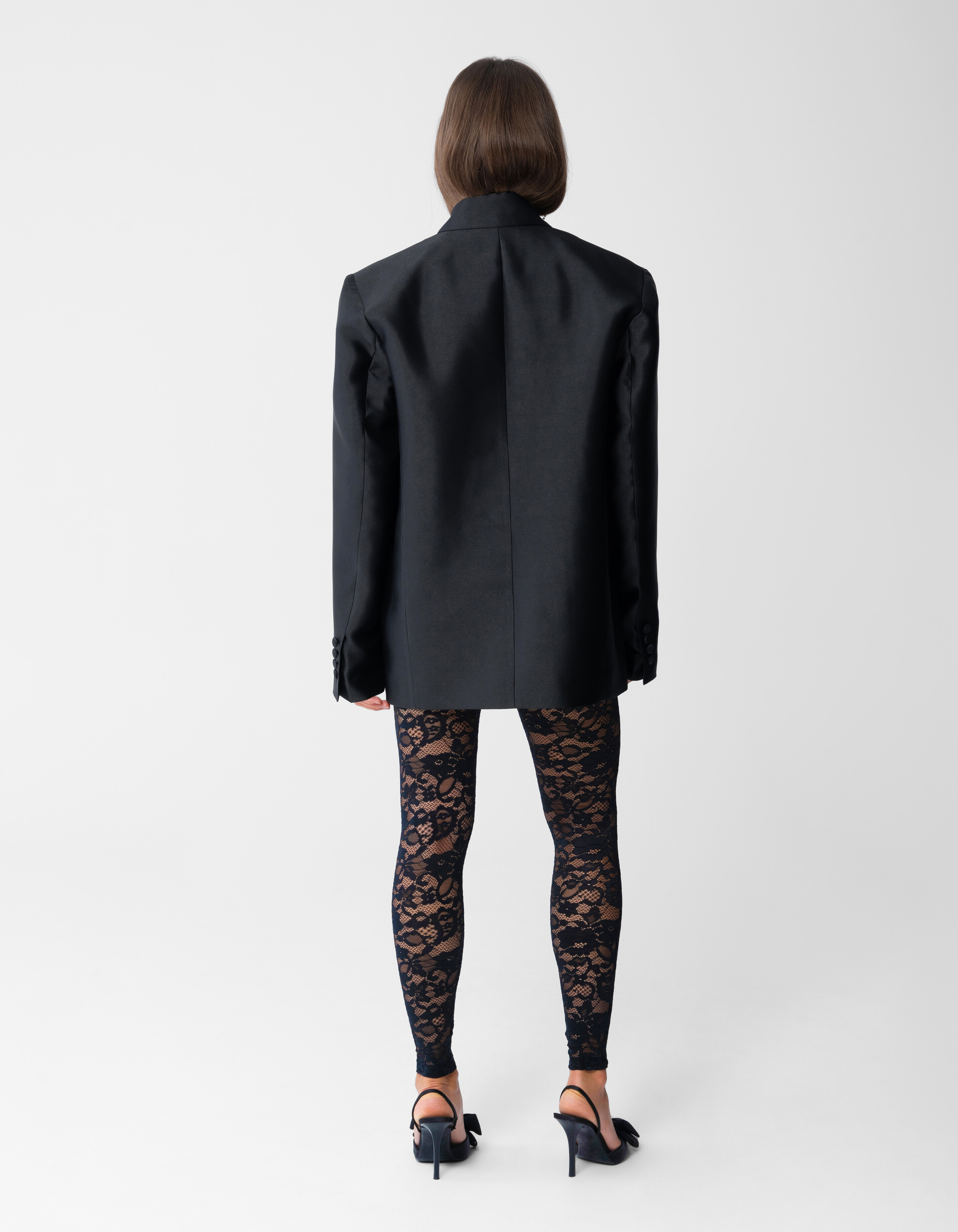 Oversized Satijn Twill Blazer Zwart SHOEBY WOMEN