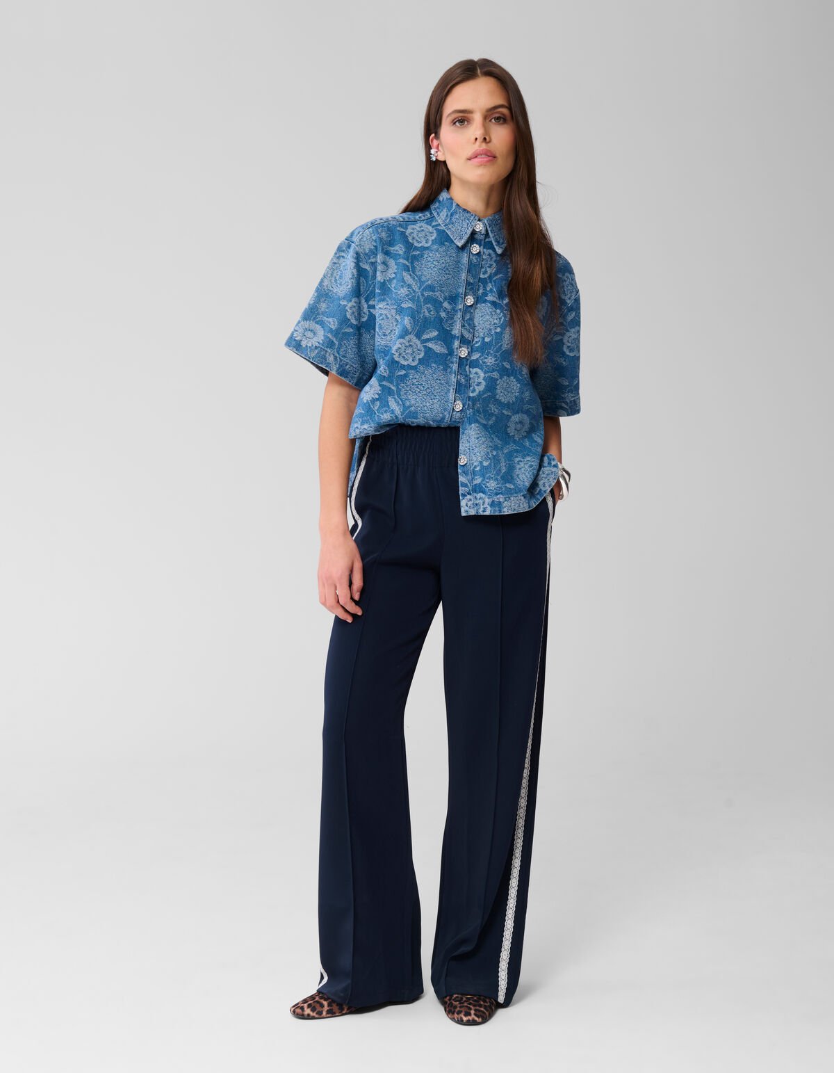 Sporty Wide Leg Broek Donkerblauw SHOEBY WOMEN