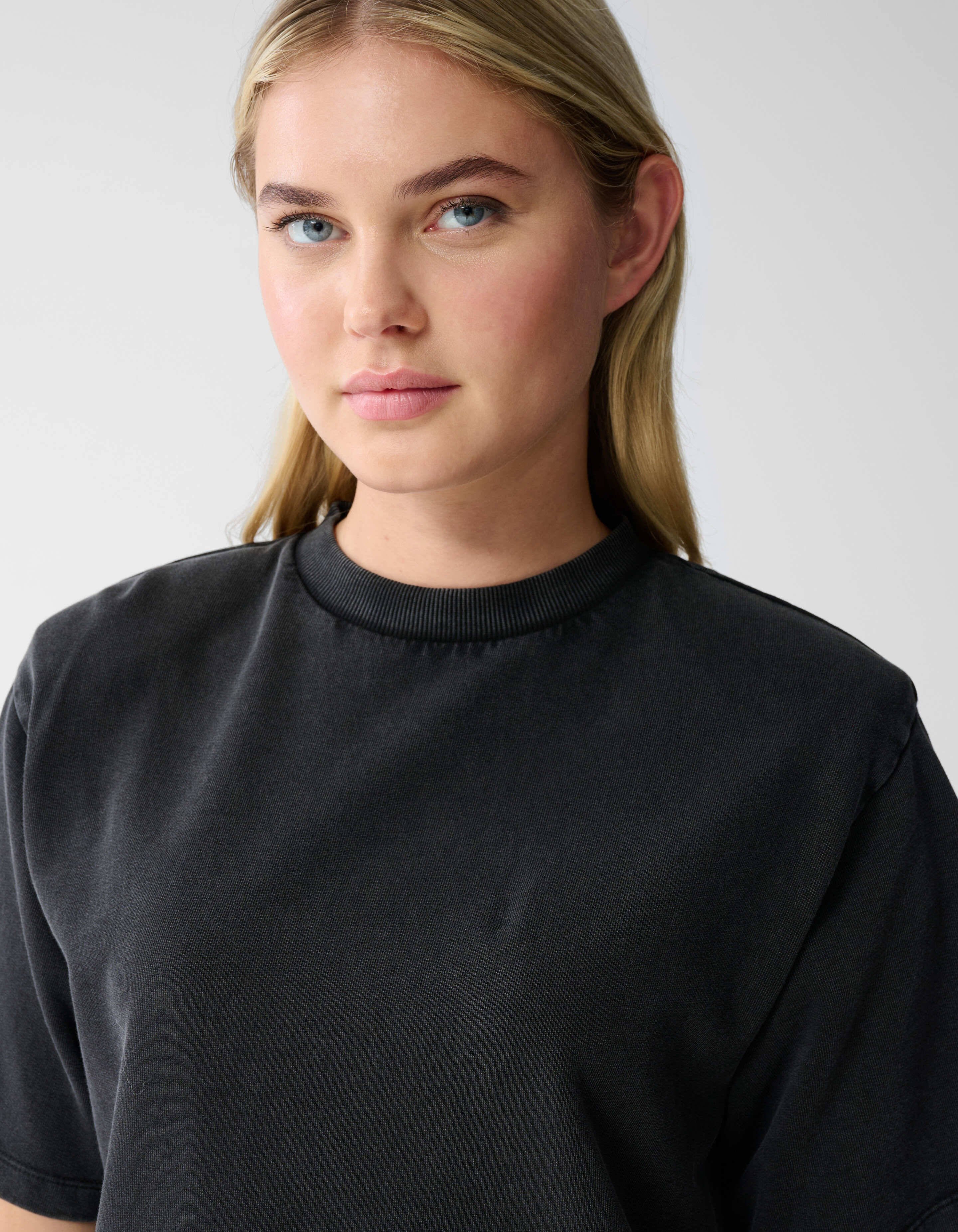 Padded Washed Sweat T-shirt Donkergrijs SHOEBY WOMEN