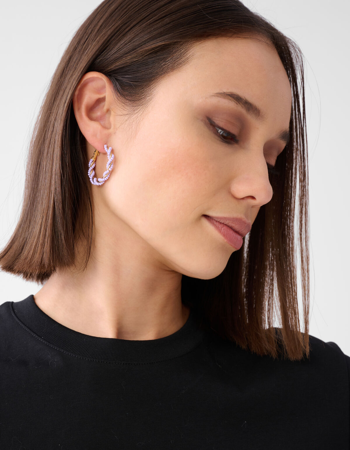 Twisted Beaded Hoop Oorbellen Paars SHOEBY ACCESSOIRES